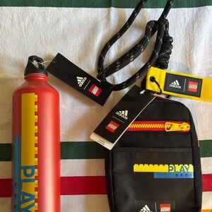Adidas X Lego Classic Steel Metal Water Bottle AND pouch bag. NEW with TAGS.